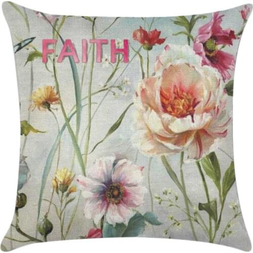 Waterproof Single-sided Printing Pillowcase Home Decoration Anti-fouling Outdoor Decorative Vintage Flowers 45x45cm 4-Piece Set