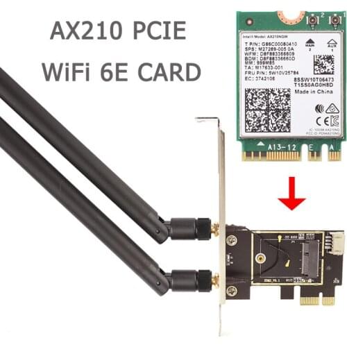 Desktop Wi-Fi 6 Intel AX210 PCIe WiFi Adapter Bluetooth 5.2 2974Mbps 802.11ax AX210NGW Wireless Wifi 6E Card Windows 10 Linux