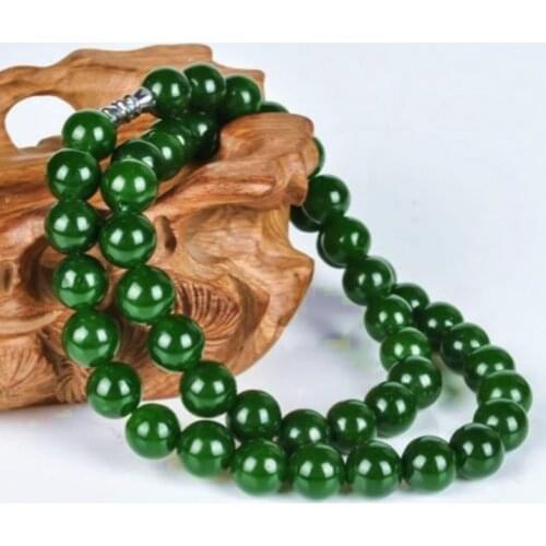 Genuine Natural Green Beads Necklace Jadeite Jewelry Fashion Charm Accessories Hand-Carved Lucky Amulet Gifts for Women Her Men