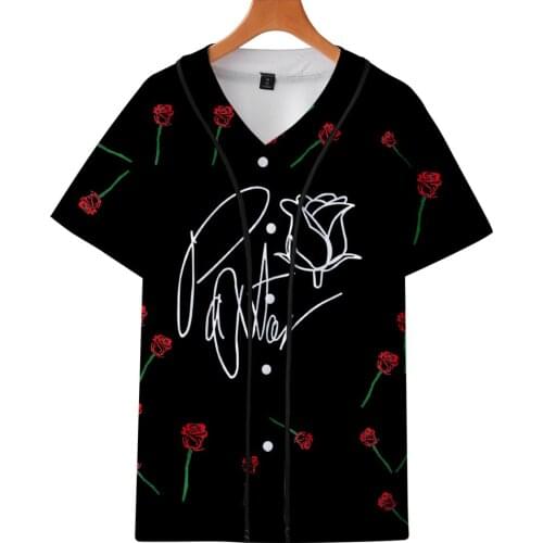 Payton Moormeier Roses Surround V-neck Baseball Tee Short Sleeve Summer Popular T-shirt Tops Regular 3D Cartoon Casual Piece