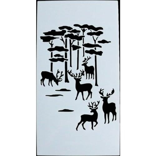 Merry Christmas Deer Tree Decorative Cookie Stencil Plastic Stencil Coffee Decoration Fondant Template Mold