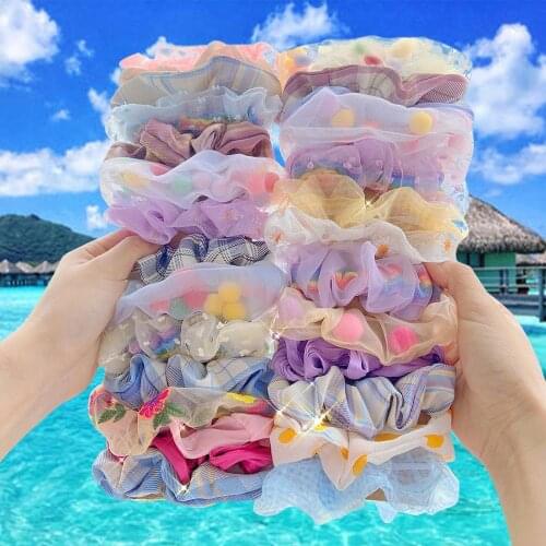 4/3/2/1 PCS/SET Fashion Bow-knot Floral Scrunchies Set For Woman Ponytail Ties Rope Elastic Hair Bands Korean Hair Accessories