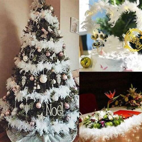 2M Christmas Tree White Feather Boa Strip Xmas Ribbon Party Garland Decor Beatiful For Party Weeding Decorations