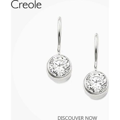 Drop Dangle Earrings Round Crystal,2019 Accessories Fashion Jewelry 925 Sterling Silver Trendy Daily Basics Gift For Women