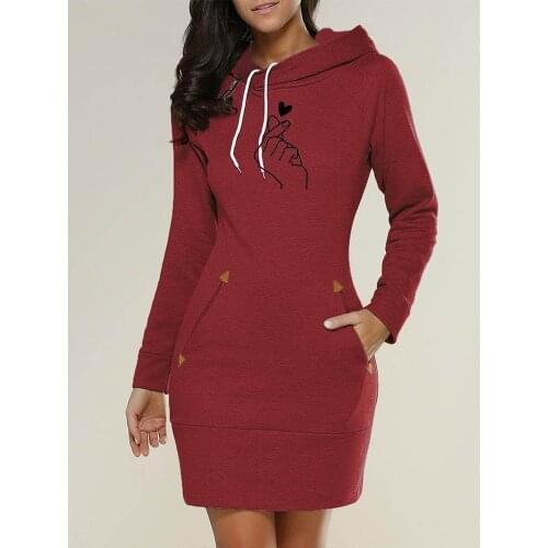 Hoodie Plain Hooded Autumn and Summer Thin Elegant Sweatshirt Cord Tunic Hoodies Dress Women Casual