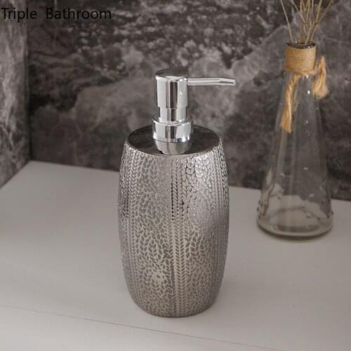 Bathroom Ceramic Soap Dispenser Silver Lotion bottle Home hand sanitizer Storage Portable Shower Gel shampoo bottles 650ml