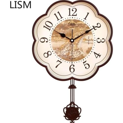Vintage Living Romm Wall Clock Swing Silent Pendulum Clock Wall Hanging Chinese Bedroom Classic Watch Orologio Parete Home Decor