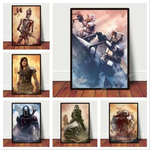 Star Wars Mandalorian Yoda Character Portrait Poster Canvas Wall Art Picture Cafe Bar Hotel Dorm Decor Painting Cuadros
