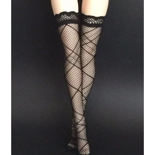 1/6 Sale Female TBLeague phicen UD4.0 Black Sexy Stockings Fishnet Socks Model for 12'' Action Figure