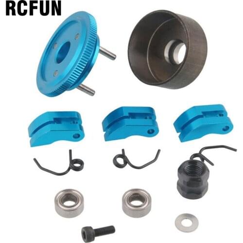 1set Clutch Bell Shoes Bearing 14T Gear Flywheel Assembly Kit Set Springs Cone Engine Nut for 1/8 RC Car HPI HSP Traxxas Axial H