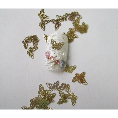 1000pcs/lot Gold Butterfly Thin Metal Studs Rivets Nail Art Decorations Supplies Nails Kawaii Accesorios Jewelry Charms MS41