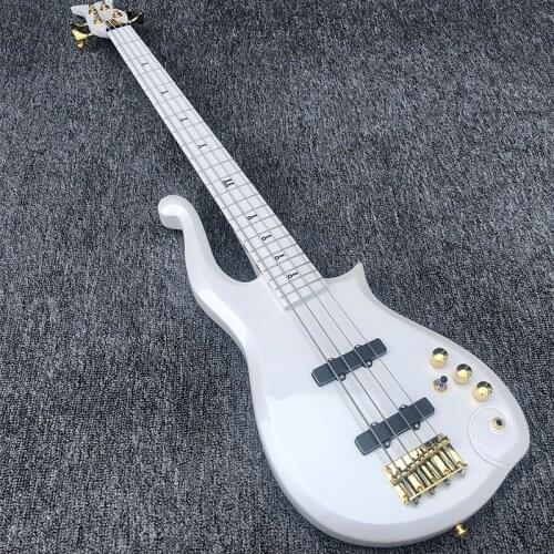 2020 high-quality electric guitar, Wang Ziyun 4-string bass guitar, white paint, gold accessories, free delivery