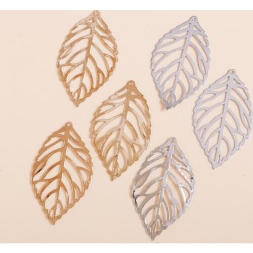 40pcs 25*44mm Hollow Leaves Charms Pendants Gold Silver Color Metal Iron Sheet for DIY Making Necklace Earrings Jewelry Finding
