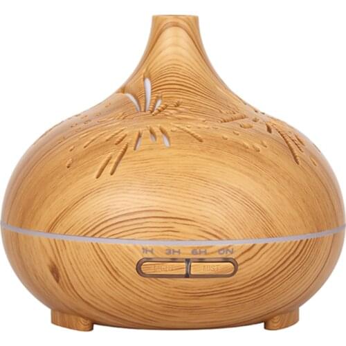 500ml Essential Oil Diffuser Wood Grain Aromatherapy Diffuser Cool Mist Humidifier with Timer Adjustable Mist Waterless Auto Off