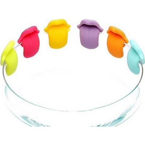 6pcs/set Silicone Tongue Style wine cup marke Party Dedicated Suction Cup Wine Glass Label Bar Wine Glasses Recognizer Marker