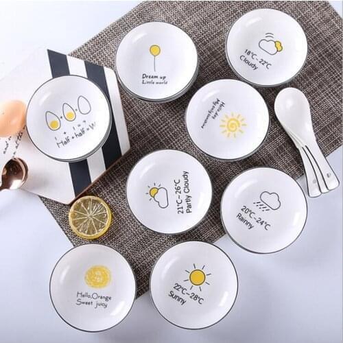 8Pcs Mini Size Pigments Ceramics Soy Dish Sauce Vinegar Jam Dishes Kitchen Small Plate Tableware Novelty Gift 10cm