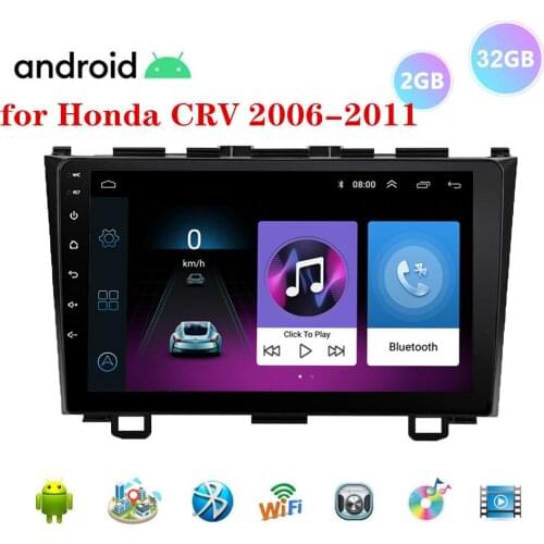 Android 9.0 2+32 Car radio GPS Navigation for Honda CRV 2006 2007 2008-2011 Multimedia SWC FM CAM-IN BT USB OBD PC noDVD MP5
