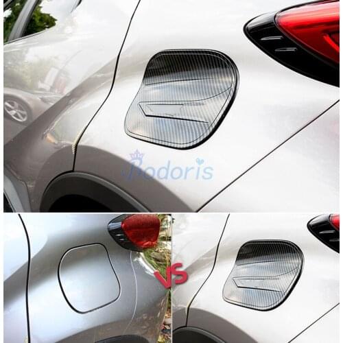 Carbon Fiber Color Exterior Oil Fuel Tank Cap Cover Protector Trim Car Styling 2016-2018 For Toyota C-HR CHR C HR Accessories