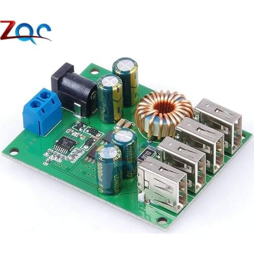 DC DC 7V-60V to 5V 5A 4 Four USB Output Buck Converter Board Step Down Power Supply Module Car Charger High Speed