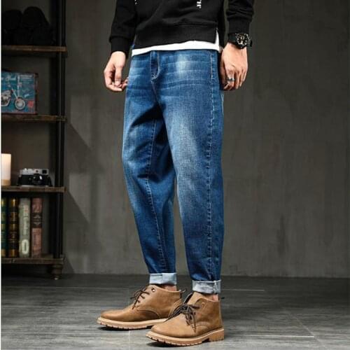 Plus Size 48 Mens Plus Size Harem Pants Spring Autumn Elastic Stretch Loose Denim Jeans Hombre Harajuku Baggy Men Jeans