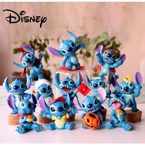 Disney Anime Cartoon Lilo & Stitch Kawaii Mini Q Verison Pvc Statue Action Figure Collectible Model Dolls Toys For Children Gift