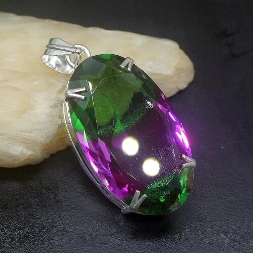 Gemstonefactory Jewelry Big Promotion 925 Silver Solitaire Fashion Dichroic Glass Women Ladies Gifts Necklace Pendant 1091