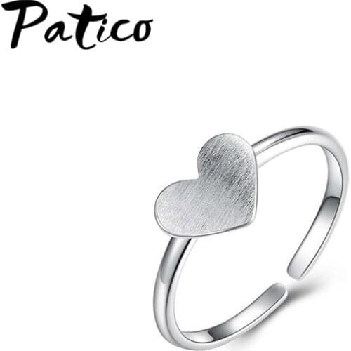 Hot Sale 925 Sterling Silver Cute Love Heart Finger Rings For Women Fashion Free Size Ring Wedding Silver Jewelry