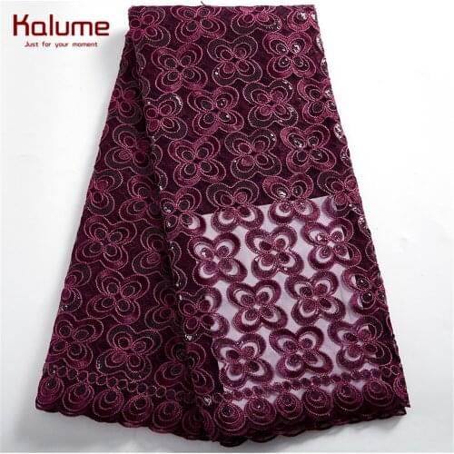 Kalume Tissue African Net Lace Fabric Transparent Tissue Lace Fabric Afrian Tulle Lace Fabric With Sequins For Sew Dress F2465
