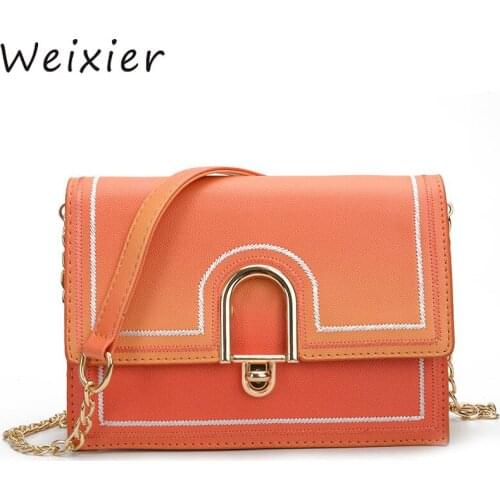 WEIXIER Cute Girl Square bag Fashion New Quality PU Leather Womens Designer bag Gradient Chain Shoulder Messenger bag LQ-10
