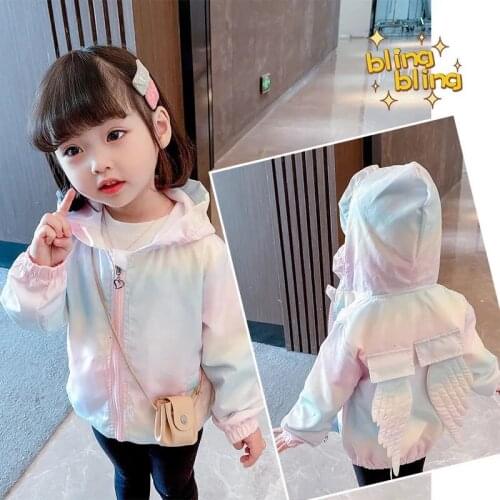 Fashion Summer Sunscreen Baby Girls Shinny Jackets Child Coat Detachable Wings Children Outerwear Kids Outfits For 1-7 Years Old
