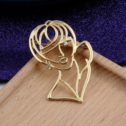 Fashion New Style Hollow Figure Brooches Pin Gold Metal Suit Collar Lapel Pins Cardigan Shawl Scarf Buckle Sweater Accessories