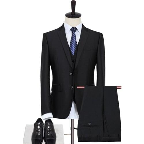 3pc Men Black Suit (Jacket+Pants+Vest) boutique Slim Fit Elegant Suits With Pants Mens Grooming Busienss Tuxedo Ternos S-4XL