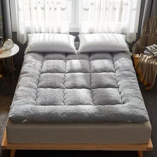 Soft Lamb cashmere Fold Tatami Mattress Adults Bedding Mattress Topper Tatami Thick Warm Mat With Straps twin queen king size