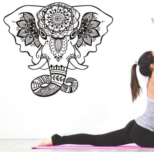 Yoga Club Wall Sticker Decal Elephont Pattern Body-building Posters Vinyl Wall Decals Home Decoration Decor Mural Yoga Sticker