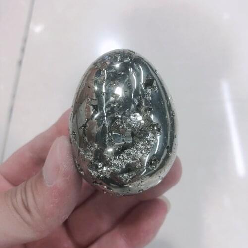 Natural Crystal Quartz Pyrite Egg Shape Ore Specimen Energy Reiki Stone Room Home Aquarium Decoration Accessories Gemstone