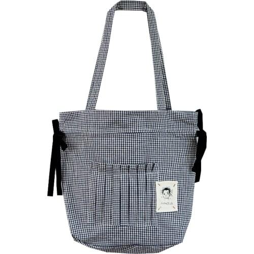 2019 New Harajuku Preppy Style Plaid Shoulder Bag Ladies Cartoon Print Avatar Stickers Luxury Handbags Women Bag Shopping Bag