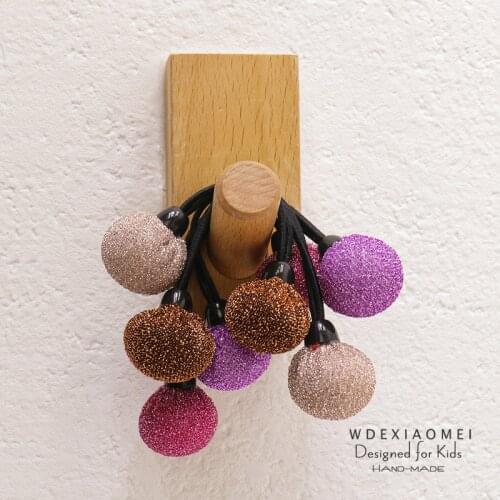 New Cute Kids Hair Rope Elastic Hair Bands Accessories Girls Women Sweet Shiny fabric Ball Tie Hair Ponytail Holders Rubber Band