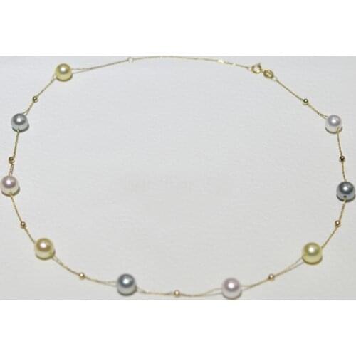 NYMPH Real 18K Gold Pearl Necklace for Women Pure AU750 Chain Female Natural AKOYA Seawater Pearl Party Fine Jewelry X530