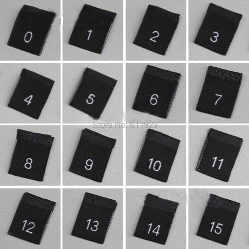 Wholesales clothing size labels with cut and fold/number tags/kids size label/Europe size tag/garment woven labels 100 pcs a lot