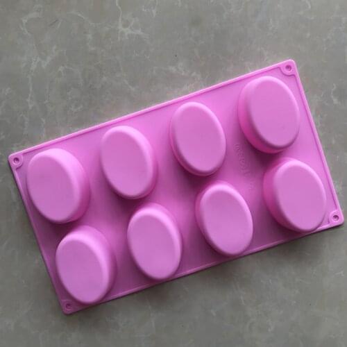 Wholesale 8 Connected Oval Soap Making Molds Handmade Silicone Cake Mould Diy Soap Making Mold