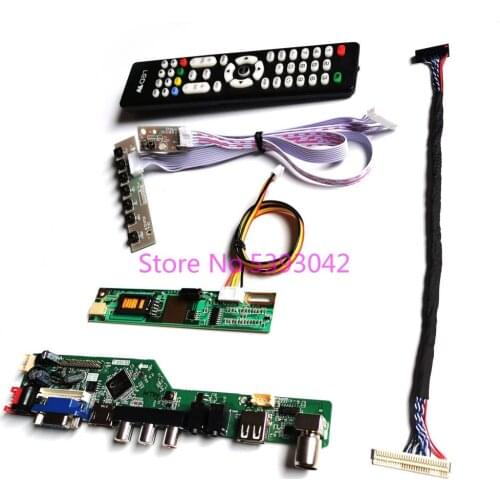 Fit LP171WX2 (A4)(K6)/(A4)(K7)/(A4)(K8)/(A4)(K9) 1CCFL VGA AV USB 1440*900 Remote 30-Pin LVDS analog TV LCD controller kit