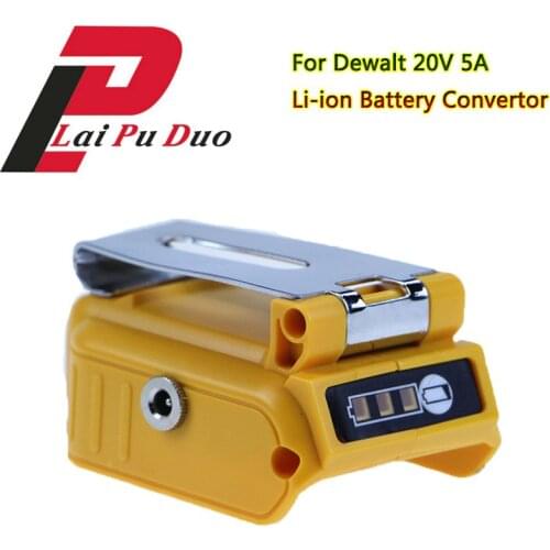For Dewalt 5A 20V Battery Converter Adapter Converted to Li-Ion Charger Tool With 12V DC Interface Convertor
