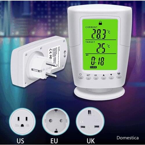 110V~240V Programmable Wireless Thermostat Socket Household Intelligent Automatic Temperature Control Socket Without AA Battery