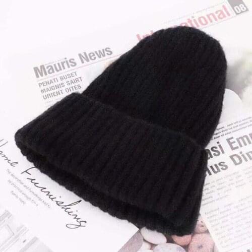 Unisex Knitted Woolen Hats Winter Warm Skullcap Beanies Hats Cuff Brimless Ski Cap Hat Bonnet Slouchy Casual Korean Streetwear