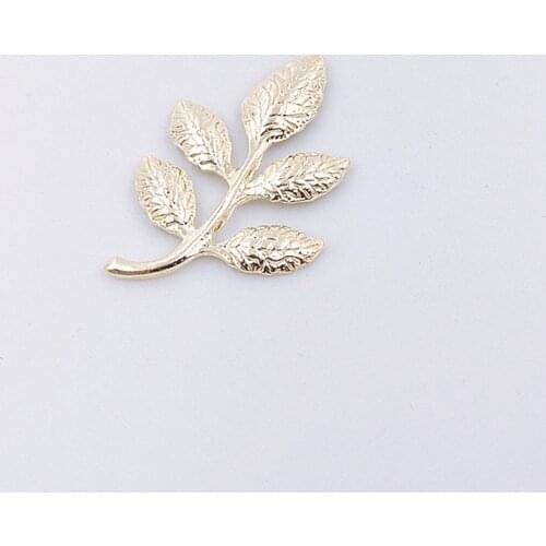 50pcs 23*35mm Metal Alloy KC Gold Leaf Connectors Charm Bridal Decorative Hair Accessories For Jewelry Making