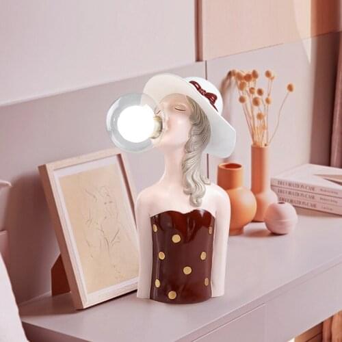 Modern Nordic Creative Table Lamp Bubble Girl Character Study Room Bedroom Bedside Children Room Pub Decor Desk Lighting