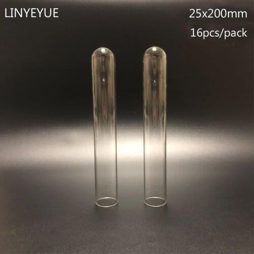 16 pieces/pack 25x200mm lab Glass Test tube U-shape Bottom Laboratory Glassware Glass Tube