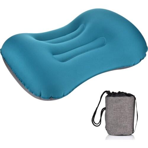 Ultralight Outdoor Inflatable Pillow Thicken Flocking Square Camping Sleeping Bag Lunch Break Cushion Fold Travel