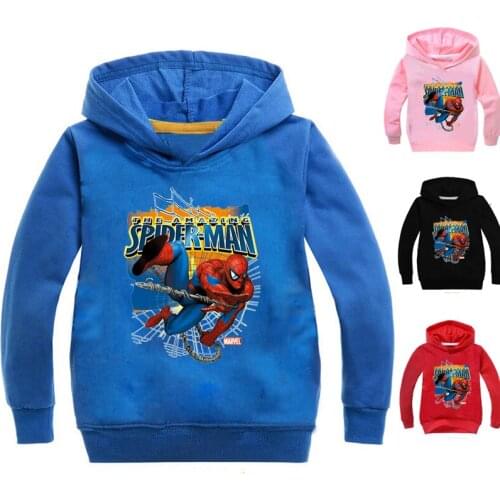 Disney Spider-Man 2-15years old childrens hooded sweater long-sleeved cartoon print spring and autumn multicolor sports sweater