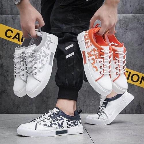 Men Shoes Leather Panel Board Shoes Autumn Fashion Flat Shoes Original Casual Shoes Three-color Letters White Shoes Breathable